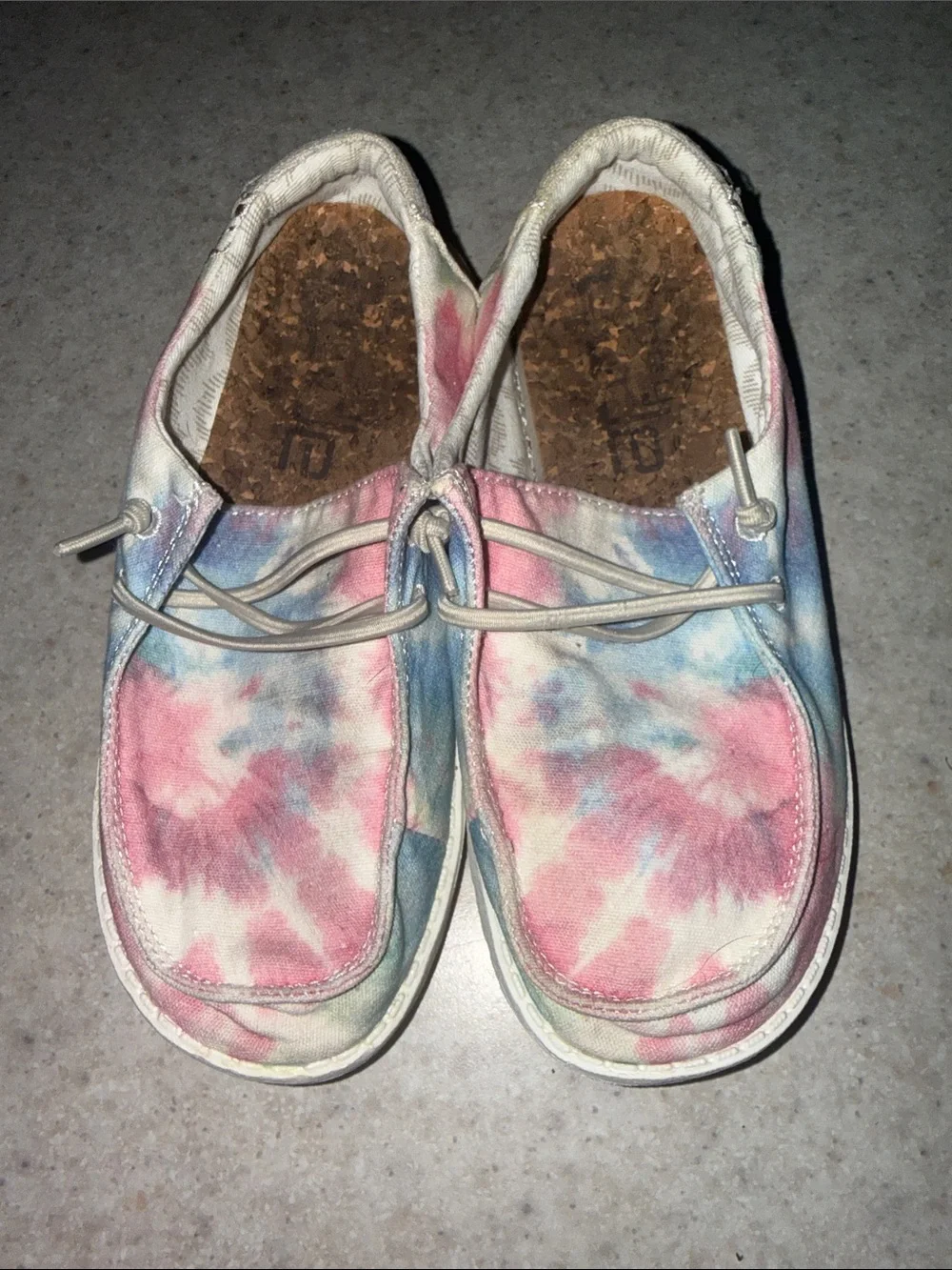 Hey Dude Kids Tie-Dye Slip-Ons in Pink & Blue